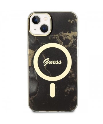 Guess GUHMP14SHTMRSK iPhone 14 6.1" black/black hardcase Golden Marble MagSafe