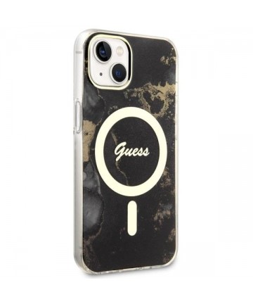 Guess GUHMP14SHTMRSK iPhone 14 6.1" black/black hardcase Golden Marble MagSafe