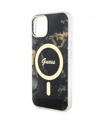 Guess GUHMP14SHTMRSK iPhone 14 6.1" black/black hardcase Golden Marble MagSafe