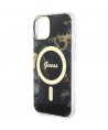 Guess GUHMP14SHTMRSK iPhone 14 6.1" black/black hardcase Golden Marble MagSafe
