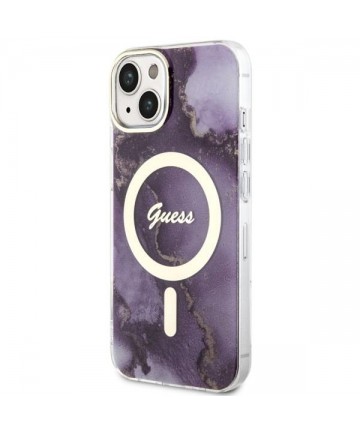 Guess GUHMP14SHTMRSU iPhone 14 6.1" purple/purple hardcase Golden Marble MagSafe