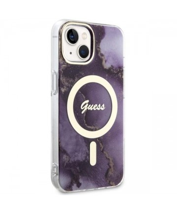 Guess GUHMP14SHTMRSU iPhone 14 6.1" purple/purple hardcase Golden Marble MagSafe