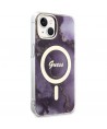 Guess GUHMP14SHTMRSU iPhone 14 6.1" purple/purple hardcase Golden Marble MagSafe
