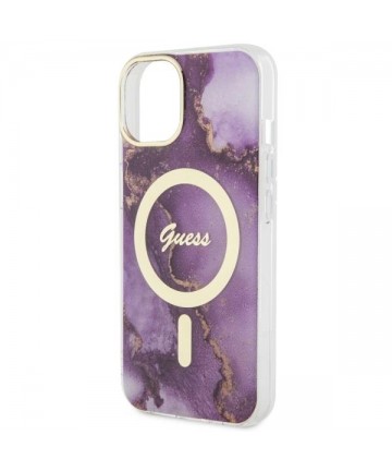 Guess GUHMP14SHTMRSU iPhone 14 6.1" purple/purple hardcase Golden Marble MagSafe