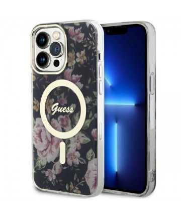 Guess GUHMP14XHCFWSK iPhone 14 Pro Max 6.7" black/black hardcase Flower MagSafe
