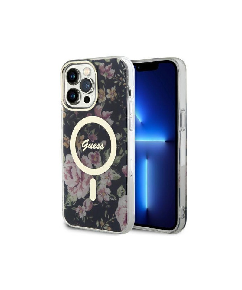 Guess GUHMP14XHCFWSK iPhone 14 Pro Max 6.7" black/black hardcase Flower MagSafe