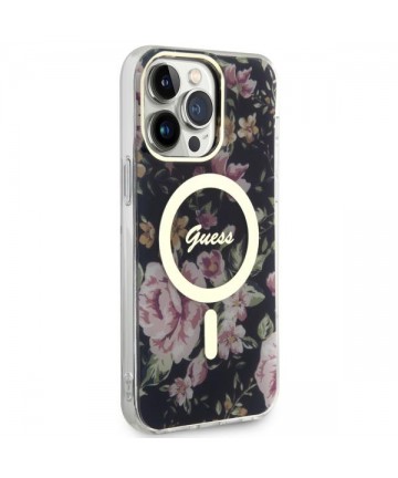 Guess GUHMP14XHCFWSK iPhone 14 Pro Max 6.7" black/black hardcase Flower MagSafe