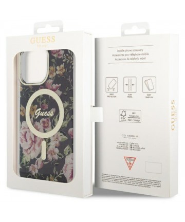 Guess GUHMP14XHCFWSK iPhone 14 Pro Max 6.7" black/black hardcase Flower MagSafe