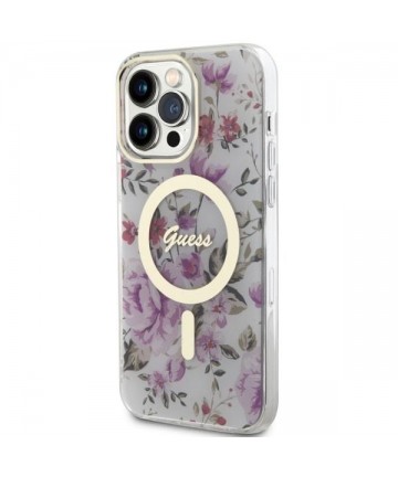 Guess GUHMP14XHCFWST iPhone 14 Pro Max 6.7" transparent hardcase Flower MagSafe