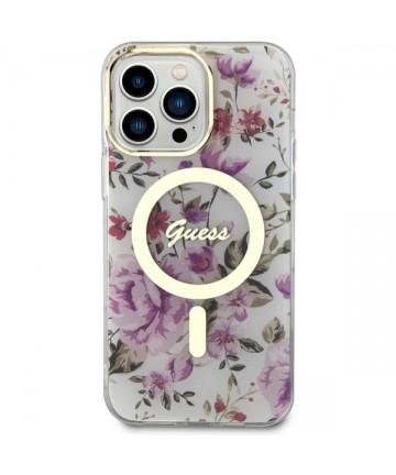 Guess GUHMP14XHCFWST iPhone 14 Pro Max 6.7" transparent hardcase Flower MagSafe