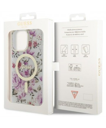 Guess GUHMP14XHCFWST iPhone 14 Pro Max 6.7" transparent hardcase Flower MagSafe