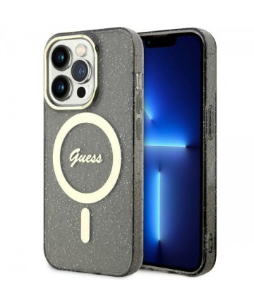 Guess GUHMP14XHCMCGK iPhone 14 Pro Max 6.7" black/black hardcase Glitter Gold MagSafe