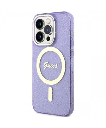 Guess GUHMP14XHCMCGU iPhone 14 Pro Max 6.7" purple/purple hardcase Glitter Gold MagSafe
