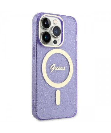 Guess GUHMP14XHCMCGU iPhone 14 Pro Max 6.7" purple/purple hardcase Glitter Gold MagSafe