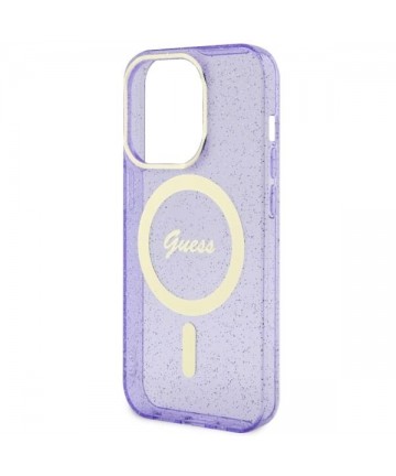 Guess GUHMP14XHCMCGU iPhone 14 Pro Max 6.7" purple/purple hardcase Glitter Gold MagSafe
