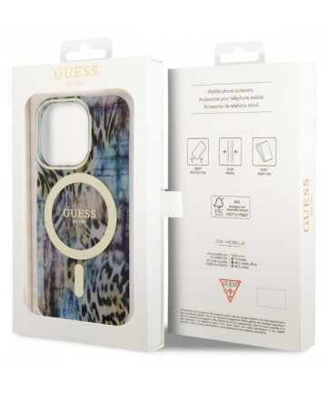 Guess GUHMP14XHLEOPWB iPhone 14 Pro Max 6.7" blue/blue hardcase Leopard MagSafe