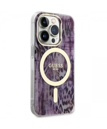 Guess GUHMP14XHLEOPWP iPhone 14 Pro Max 6.7" pink/pink hardcase Leopard MagSafe