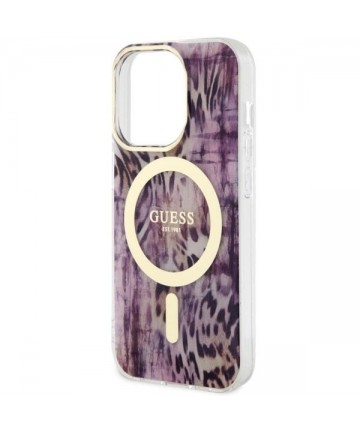 Guess GUHMP14XHLEOPWP iPhone 14 Pro Max 6.7" pink/pink hardcase Leopard MagSafe