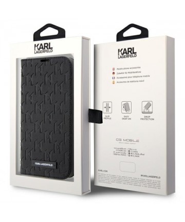 Karl Lagerfeld KLBKP14LSAKLHPK iPhone 14 Pro 6.1" bookcase black/black Saffiano Monogram