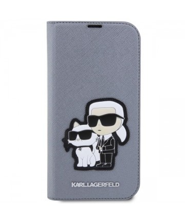 Karl Lagerfeld KLBKP14LSANKCPG iPhone 14 Pro 6.1" bookcase silver/silver Saffiano Karl & Choupette