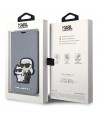 Karl Lagerfeld KLBKP14LSANKCPG iPhone 14 Pro 6.1" bookcase silver/silver Saffiano Karl & Choupette