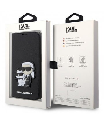 Karl Lagerfeld KLBKP14LSANKCPK iPhone 14 Pro 6.1" bookcase black/black Saffiano Karl & Choupette