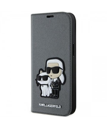 Karl Lagerfeld KLBKP14SSANKCPG iPhone 14 6.1" bookcase silver/silver Saffiano Karl & Choupette