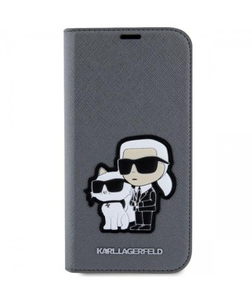 Karl Lagerfeld KLBKP14SSANKCPG iPhone 14 6.1" bookcase silver/silver Saffiano Karl & Choupette