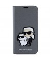 Karl Lagerfeld KLBKP14SSANKCPG iPhone 14 6.1" bookcase silver/silver Saffiano Karl & Choupette