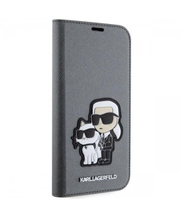 Karl Lagerfeld KLBKP14SSANKCPG iPhone 14 6.1" bookcase silver/silver Saffiano Karl & Choupette