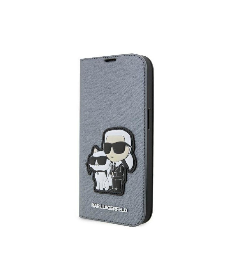 Karl Lagerfeld KLBKP14XSANKCPG iPhone 14 Pro Max 6.7" bookcase silver/silver Saffiano Karl & Choupette