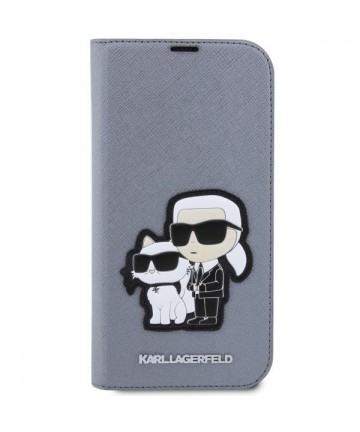 Karl Lagerfeld KLBKP14XSANKCPG iPhone 14 Pro Max 6.7" bookcase silver/silver Saffiano Karl & Choupette