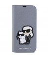 Karl Lagerfeld KLBKP14XSANKCPG iPhone 14 Pro Max 6.7" bookcase silver/silver Saffiano Karl & Choupette