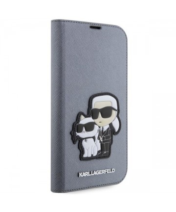 Karl Lagerfeld KLBKP14XSANKCPG iPhone 14 Pro Max 6.7" bookcase silver/silver Saffiano Karl & Choupette
