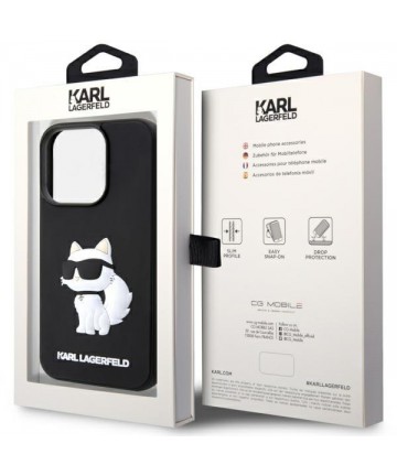 Karl Lagerfeld KLHCP14X3DRKHNK iPhone 14 Pro Max 6.7" black/black hardcase Rubber Choupette 3D