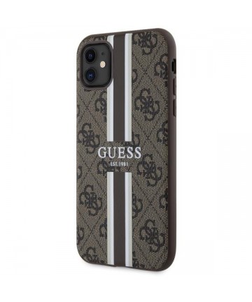 Guess GUHMN61P4RPSW iPhone 11 / Xr brown/brown hardcase 4G Printed Stripes MagSafe