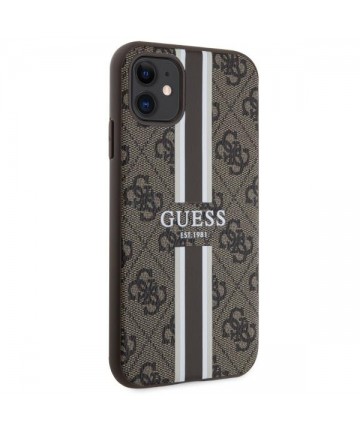 Guess GUHMN61P4RPSW iPhone 11 / Xr brown/brown hardcase 4G Printed Stripes MagSafe