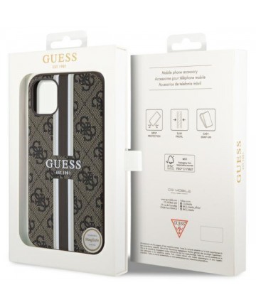 Guess GUHMN61P4RPSW iPhone 11 / Xr brown/brown hardcase 4G Printed Stripes MagSafe