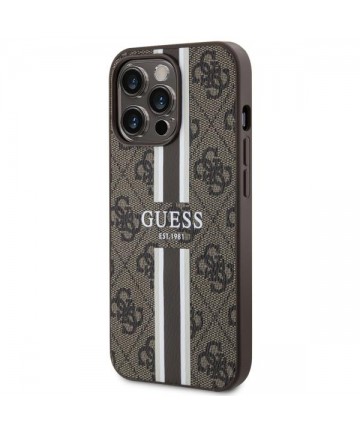 Guess GUHMP13LP4RPSW iPhone 13 Pro / 13 6.1" brown/brown hardcase 4G Printed Stripes MagSafe