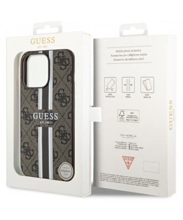 Guess GUHMP13XP4RPSW iPhone 13 Pro Max 6.7" brown/brown hardcase 4G Printed Stripes MagSafe