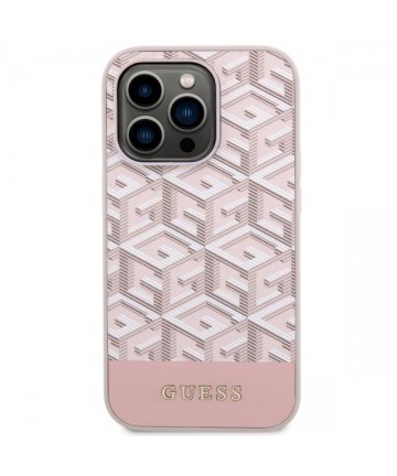 Guess GUHMP14LHGCFSEP iPhone 14 Pro 6.1" pink/pink hard case GCube Stripes MagSafe