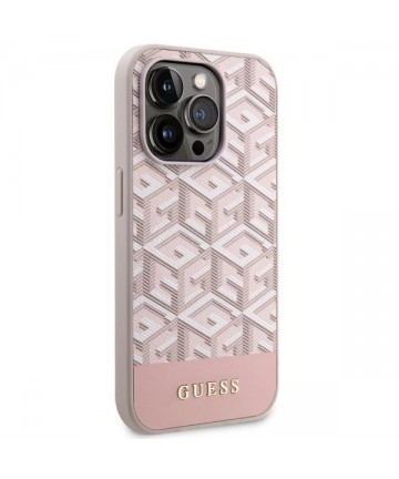 Guess GUHMP14LHGCFSEP iPhone 14 Pro 6.1" pink/pink hard case GCube Stripes MagSafe