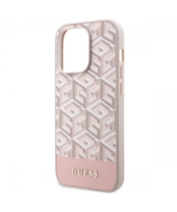 Guess GUHMP14LHGCFSEP iPhone 14 Pro 6.1" pink/pink hard case GCube Stripes MagSafe