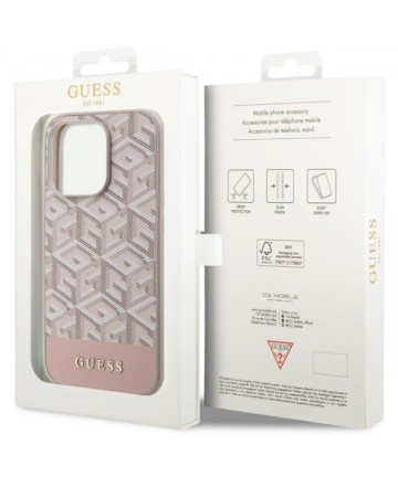 Guess GUHMP14LHGCFSEP iPhone 14 Pro 6.1" pink/pink hard case GCube Stripes MagSafe