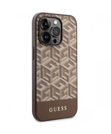 Guess GUHMP14LHGCFSEW iPhone 14 Pro 6.1" brown/brown hard case GCube Stripes MagSafe