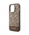 Guess GUHMP14LHGCFSEW iPhone 14 Pro 6.1" brown/brown hard case GCube Stripes MagSafe