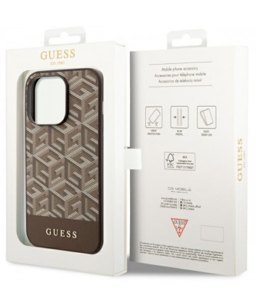 Guess GUHMP14LHGCFSEW iPhone 14 Pro 6.1" brown/brown hard case GCube Stripes MagSafe