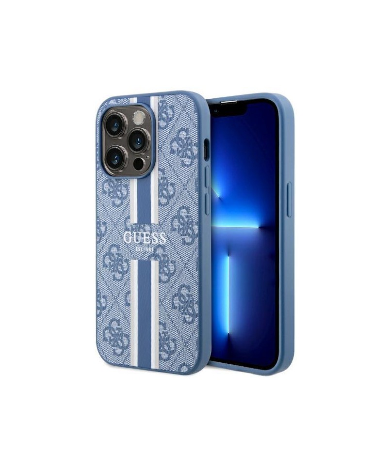 Guess GUHMP14LP4RPSB iPhone 14 Pro 6.1" blue/blue hardcase 4G Printed Stripes MagSafe