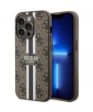 Guess GUHMP14LP4RPSW iPhone 14 Pro 6.1" brown/brown hardcase 4G Printed Stripes MagSafe