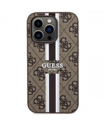 Guess GUHMP14LP4RPSW iPhone 14 Pro 6.1" brown/brown hardcase 4G Printed Stripes MagSafe